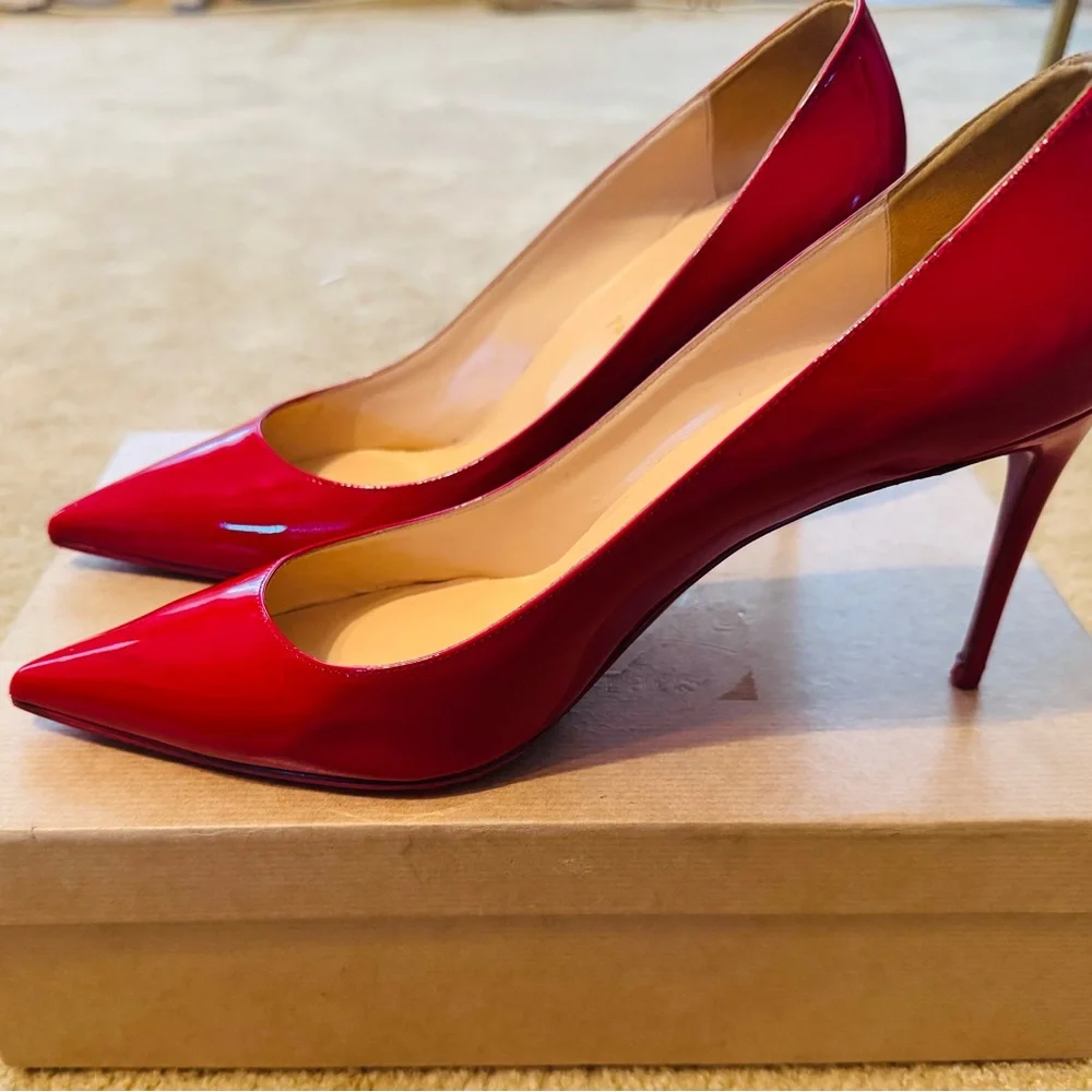 Christian Louboutin Kate Patent Red Pumps 85 mm EU 42/US 12 - Picture 3 of 6